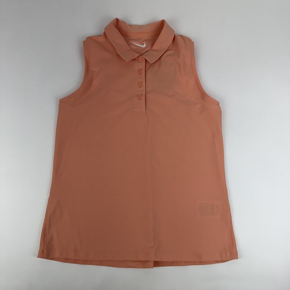 New Womens Nike Dri-FIT Victory Solid Orange Sleeveless Golf Polo Size Small NWT